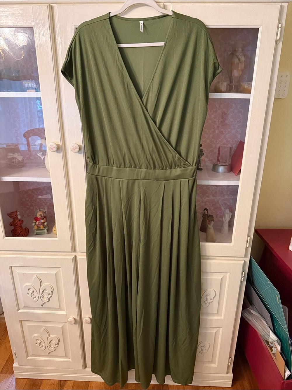 HALARA Olive Green Wrap-Front Jumpsuit